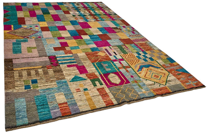 6x9 Multicolor Modern Tribal Rug - 51963