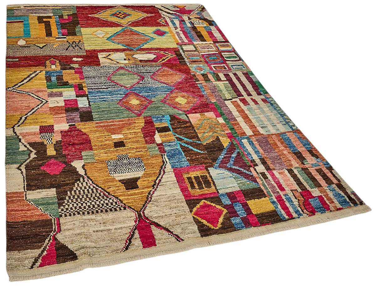 5x7 Multicolor Modern Tribal Rug - 51964