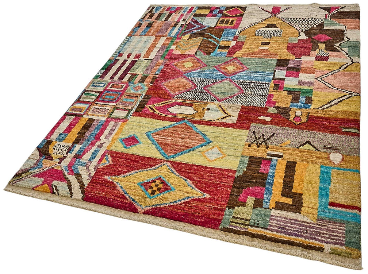 5x7 Multicolor Modern Tribal Rug - 51964