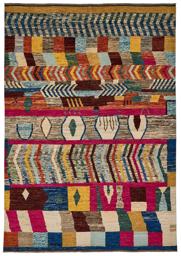 7x9 Multicolor Modern Tribal Rug - 51965