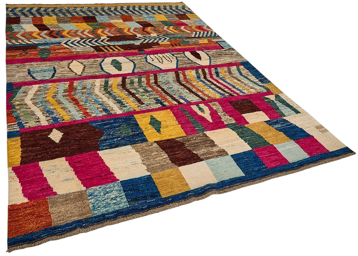 7x9 Multicolor Modern Tribal Rug - 51965
