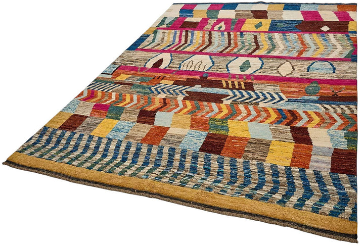 7x9 Multicolor Modern Tribal Rug - 51965