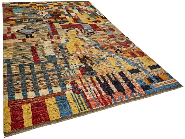 6x10 Multicolor Modern Tribal Rug - 51966