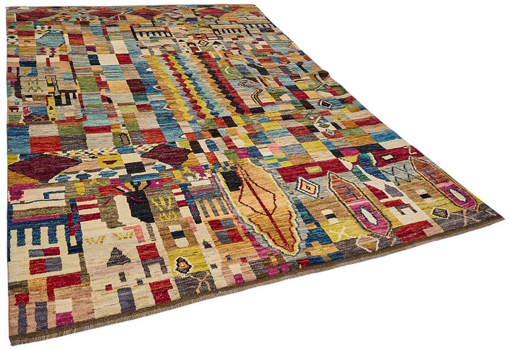 7x9 Multicolor Modern Tribal Rug - 51967