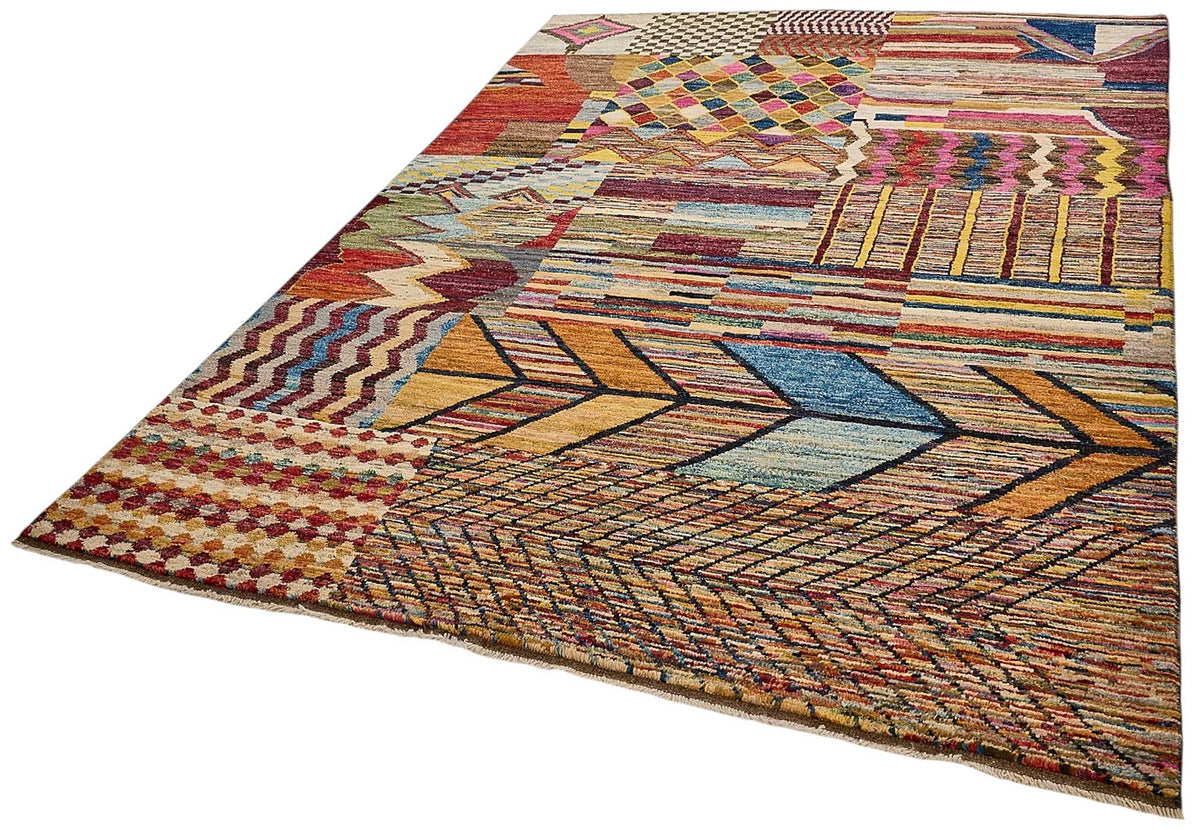 6x9 Multicolor Modern Tribal Rug - 51973