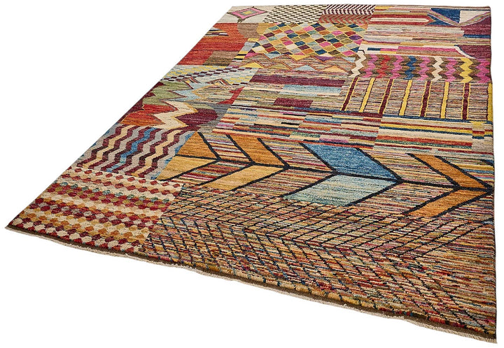 6x9 Multicolor Modern Tribal Rug - 51973