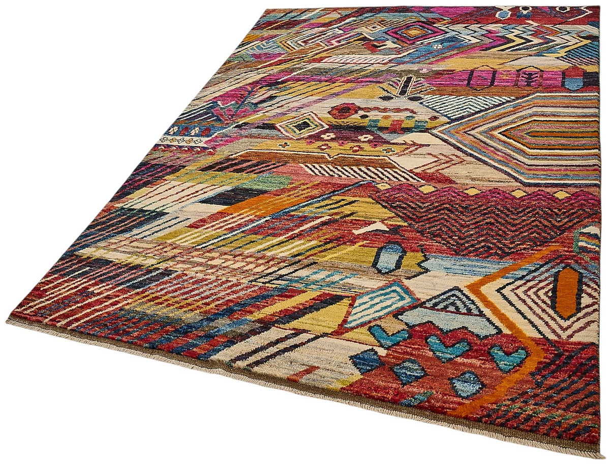 5x8 Multicolor Modern Tribal Rug - 51975