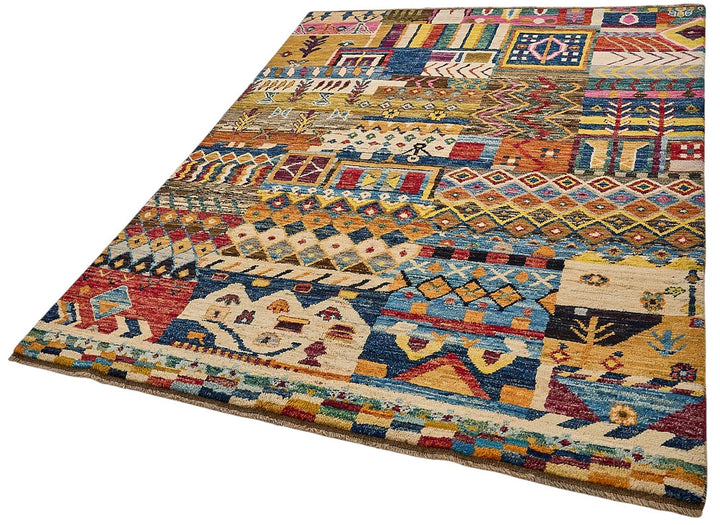 6x8 Multicolor Modern Tribal Rug - 51976