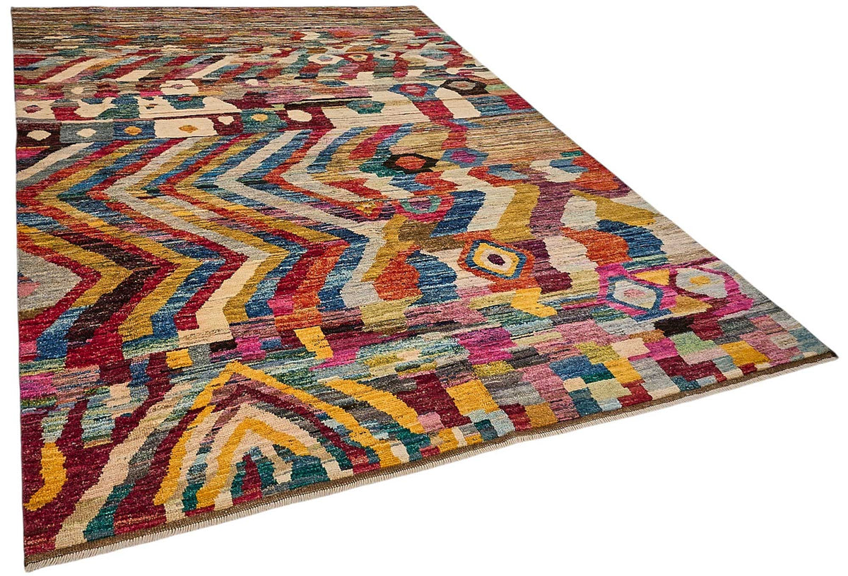 7x9 Multicolor Modern Tribal Rug - 51978