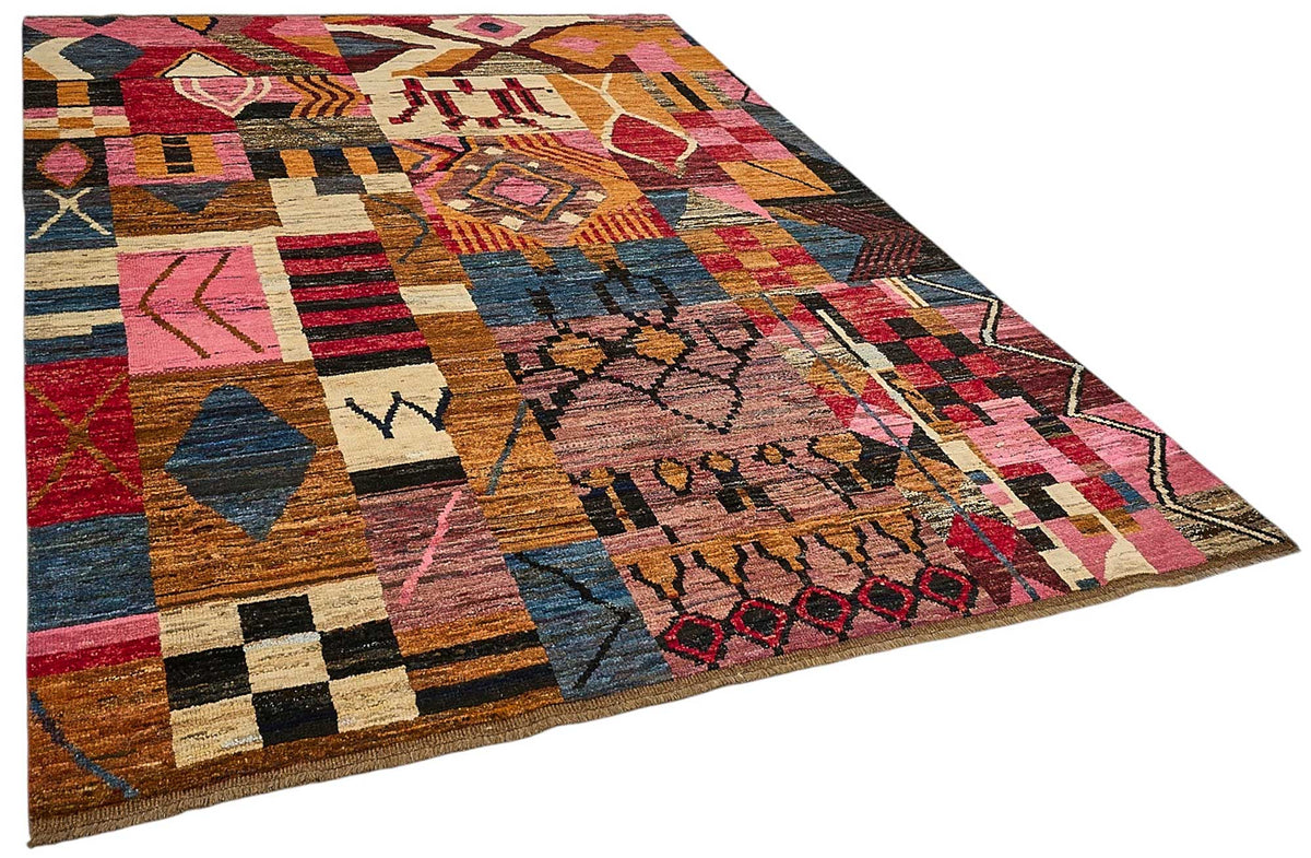 7x9 Multicolor Modern Tribal Rug - 51981