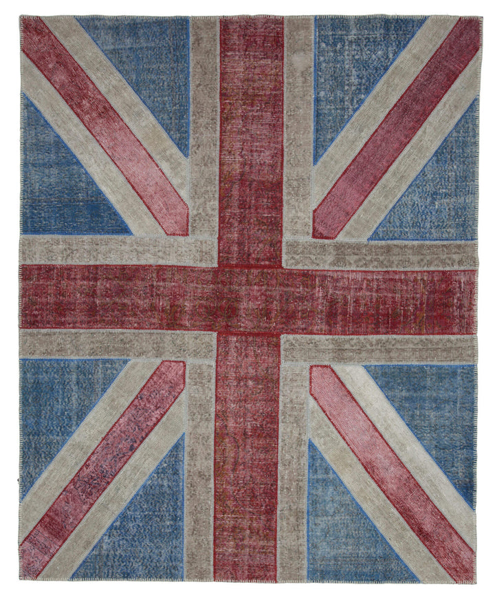 8x10 British Flag Patchwork Rug - 6222