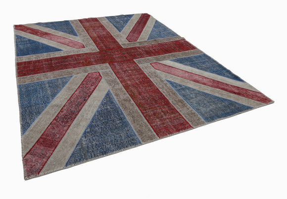 8x10 British Flag Patchwork Rug - 6222
