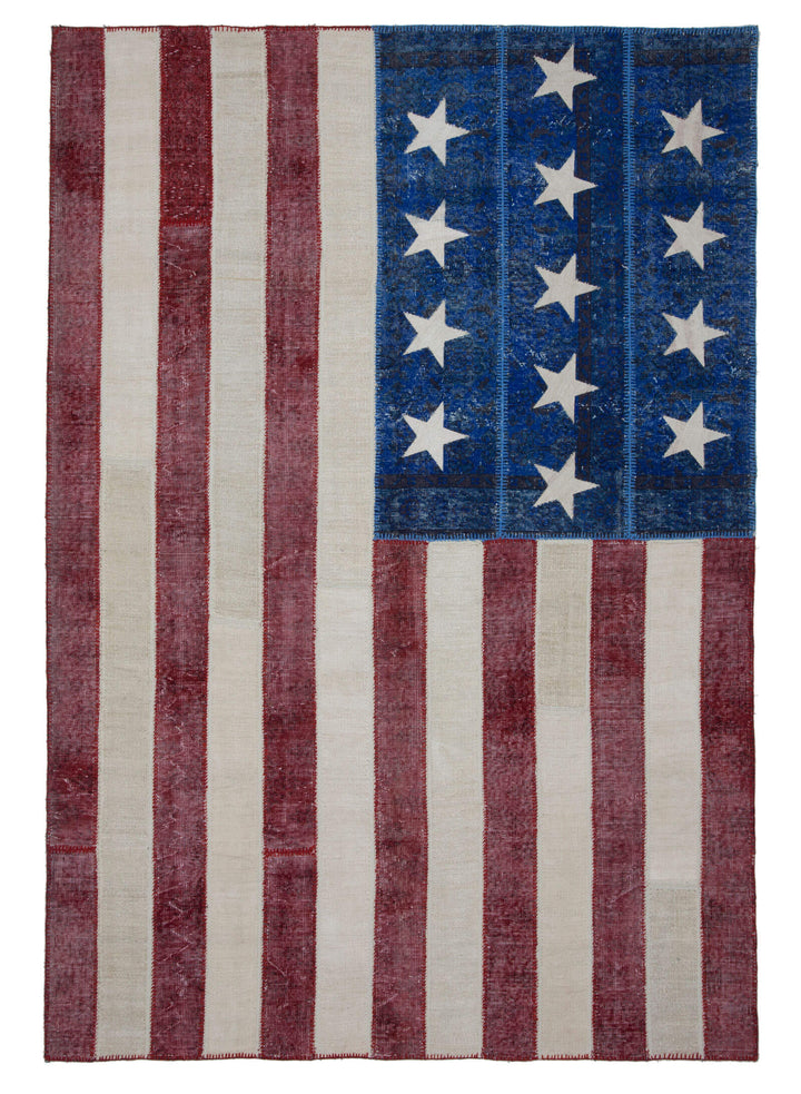 7x10 Usa Flag Patchwork Rug - 6252