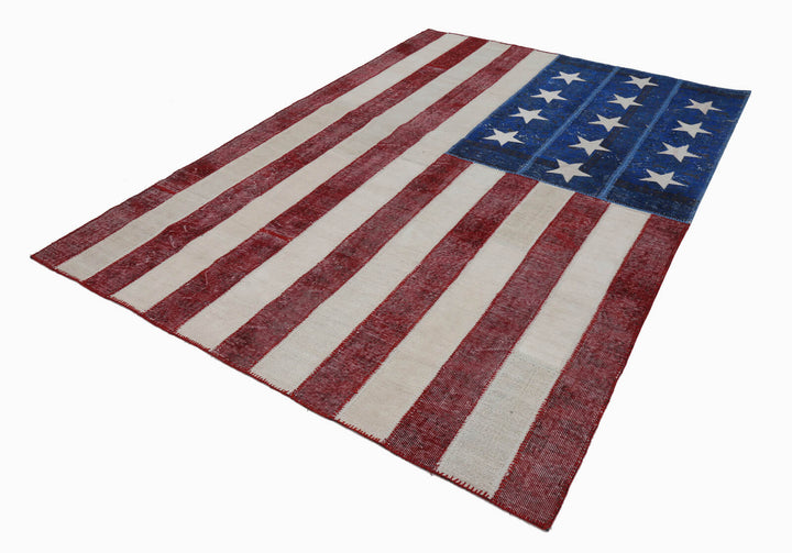 7x10 Usa Flag Patchwork Rug - 6252