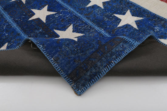 7x10 Usa Flag Patchwork Rug - 6252