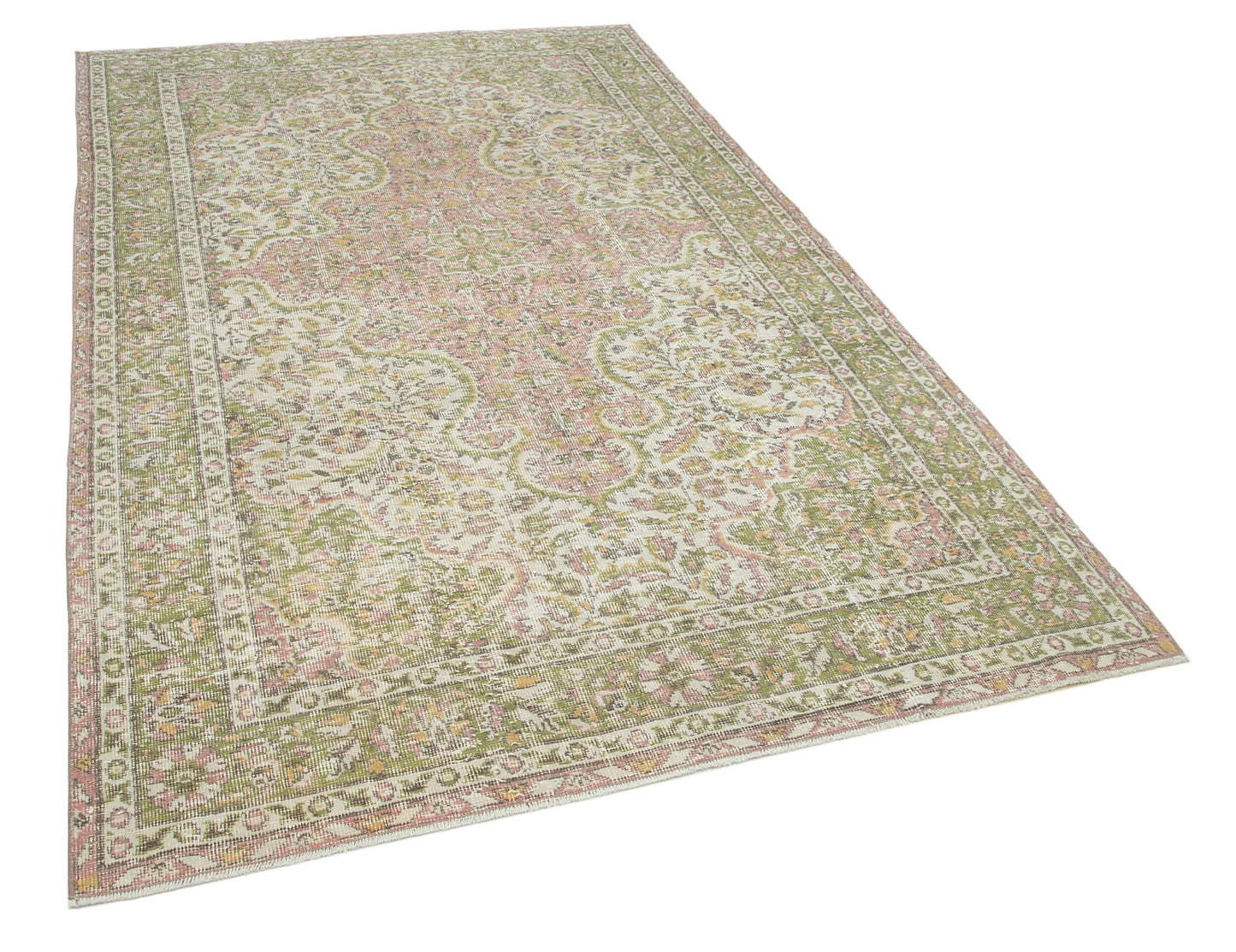 5x9 Beige Turkish Vintage Area Rug - 25029