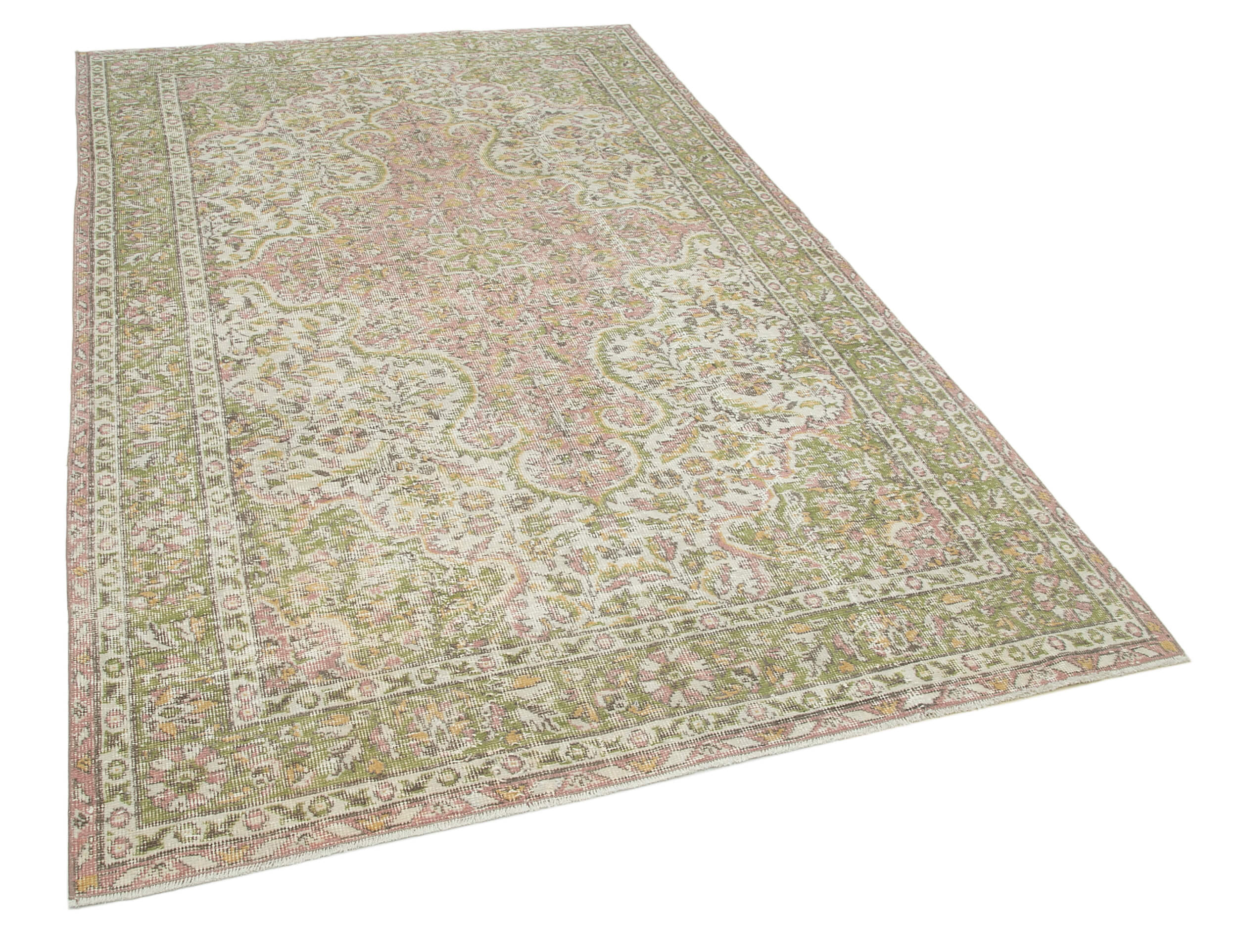 5x9 Beige Turkish Vintage Area Rug - 25029