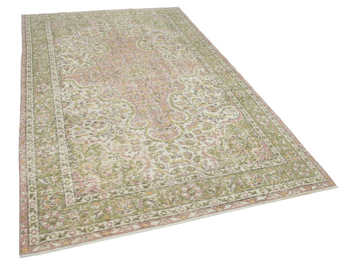 5x9 Beige Turkish Vintage Area Rug - 25029