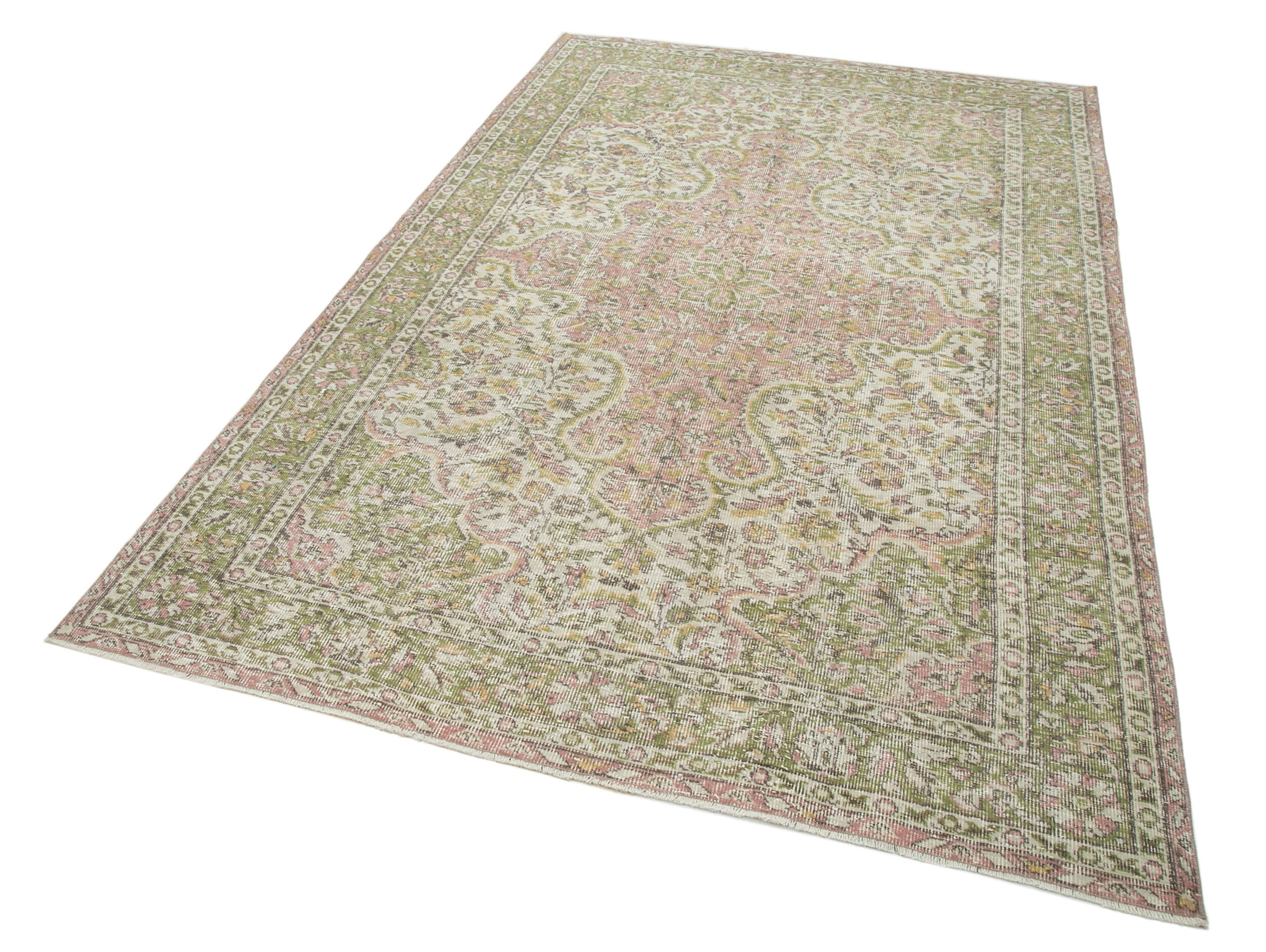 5x9 Beige Turkish Vintage Area Rug - 25029