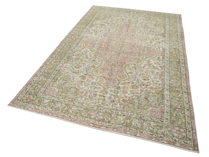 5x9 Beige Turkish Vintage Area Rug - 25029