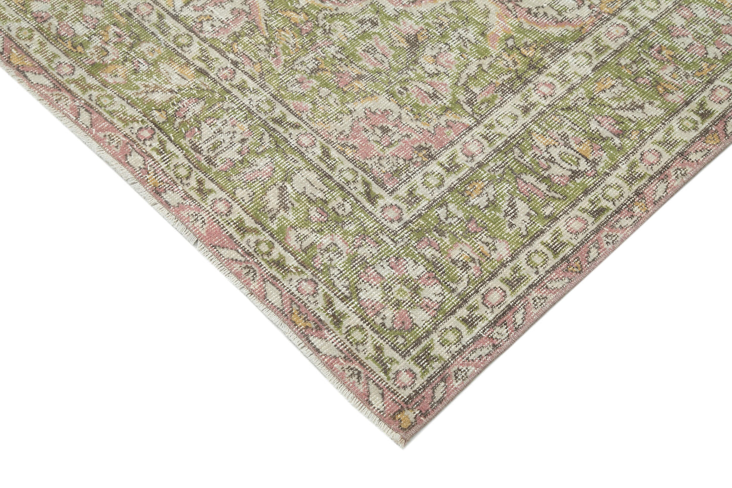 5x9 Beige Turkish Vintage Area Rug - 25029