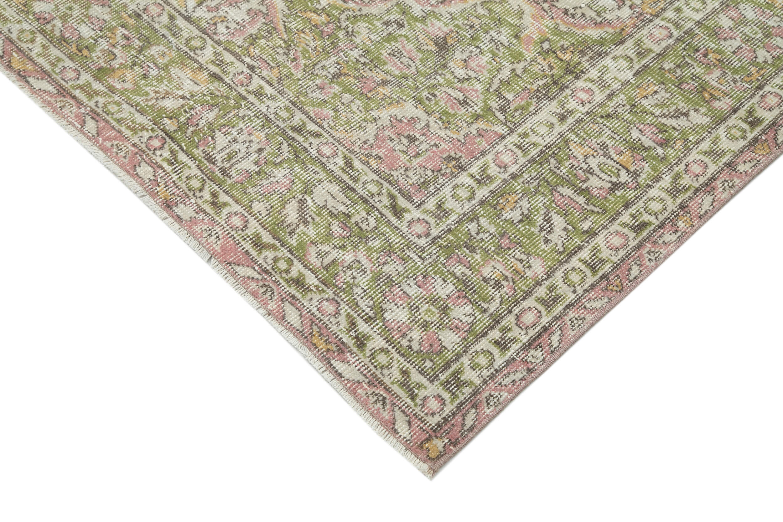 5x9 Beige Turkish Vintage Area Rug - 25029