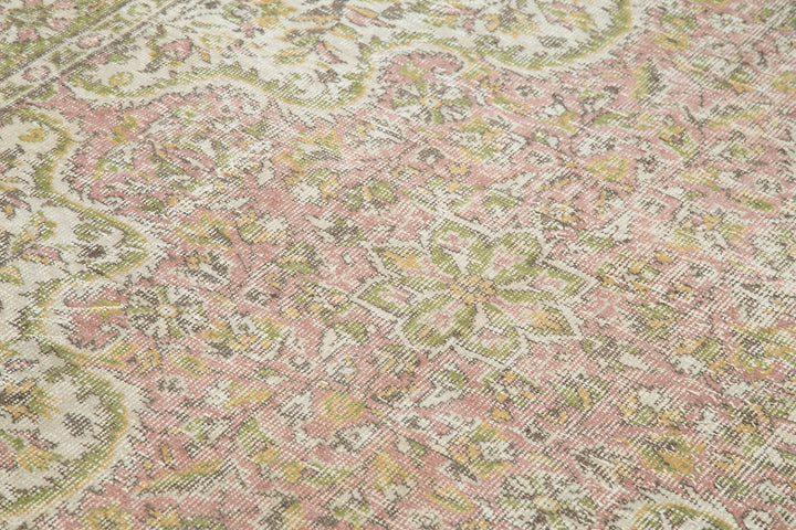 5x9 Beige Turkish Vintage Area Rug - 25029