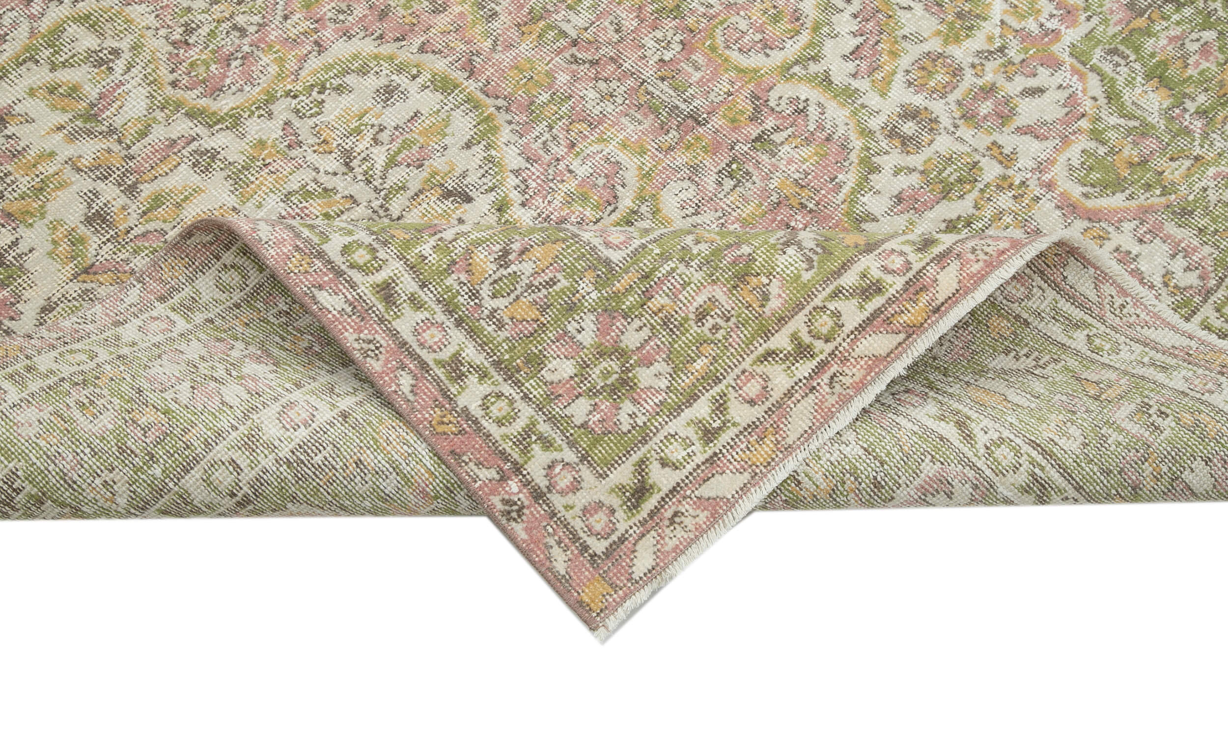 5x9 Beige Turkish Vintage Area Rug - 25029