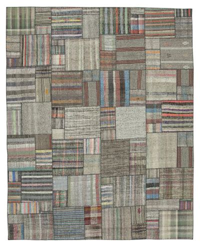 7x10 Multicolor Overdyed Wool Patchwork Area Rug -10142