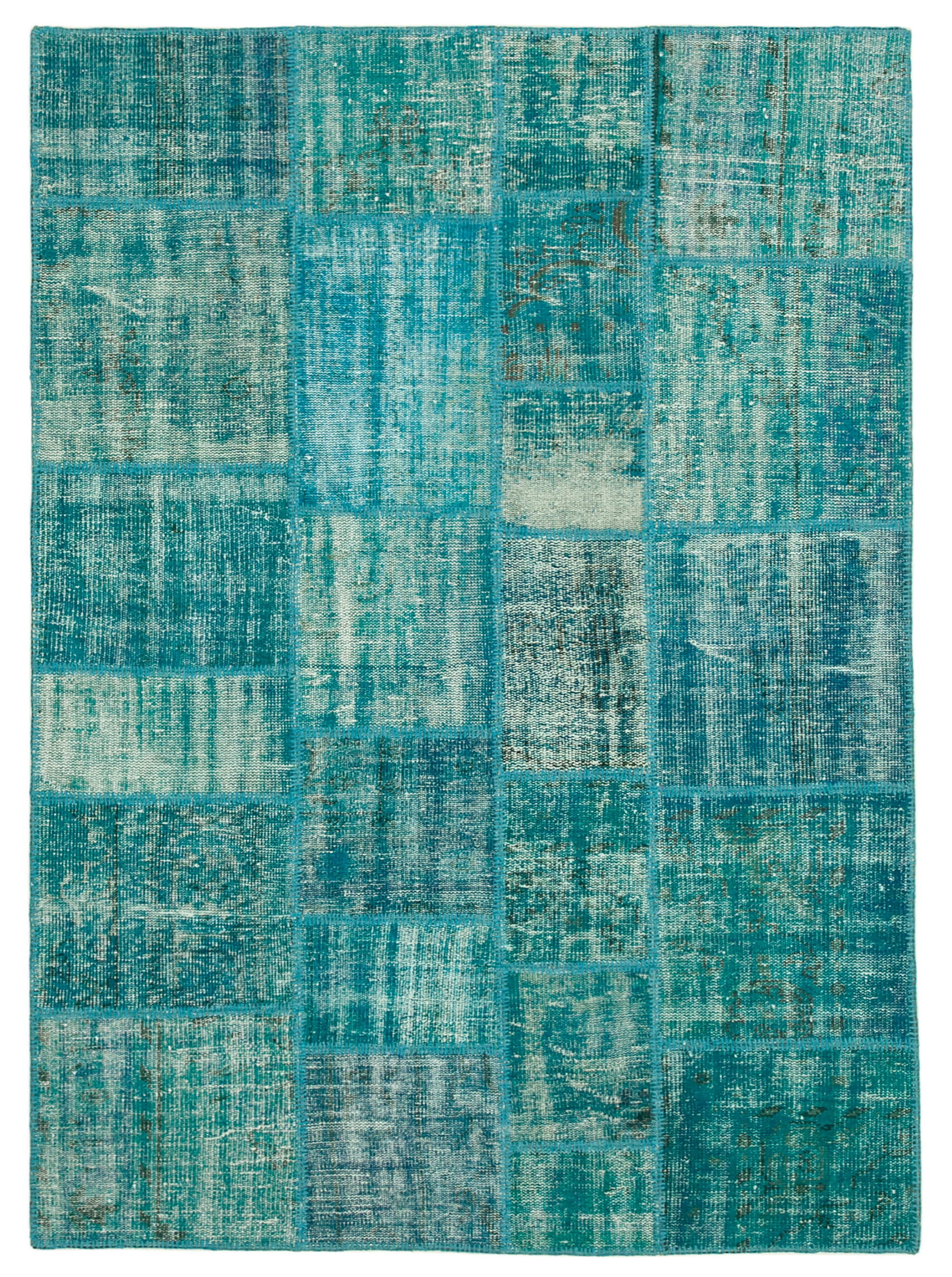 6x8 Turquoise Turkish Patchwork Small Area Rug -9848